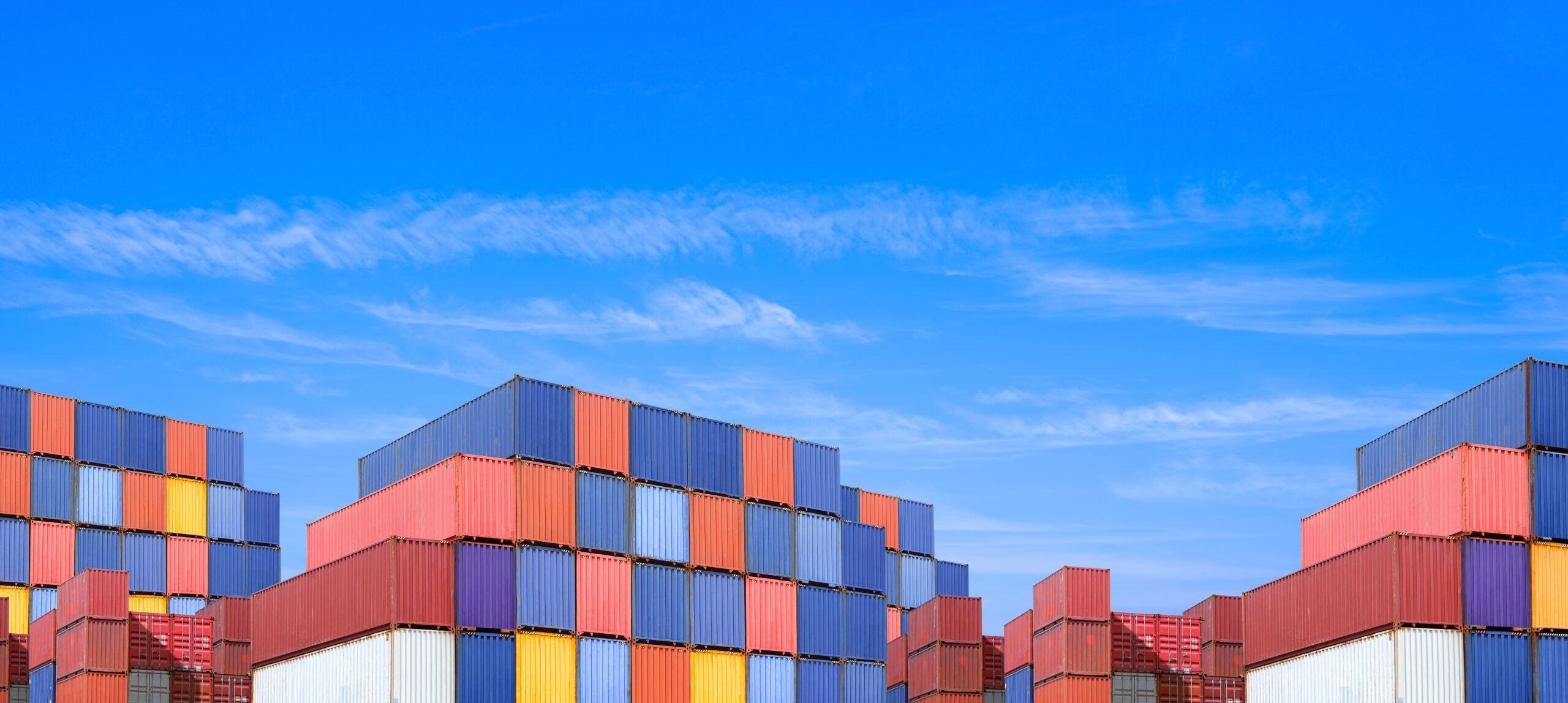 Cargo containers with clear blue sky